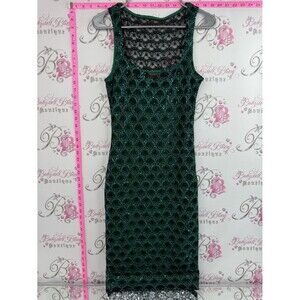 Voodoo Vixen dress sequins sparkly Emerald Green Lace Overlay Midi Dress